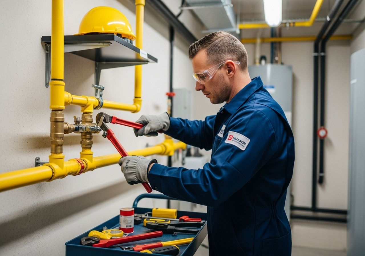 Professional gas piping installation with safety expertise